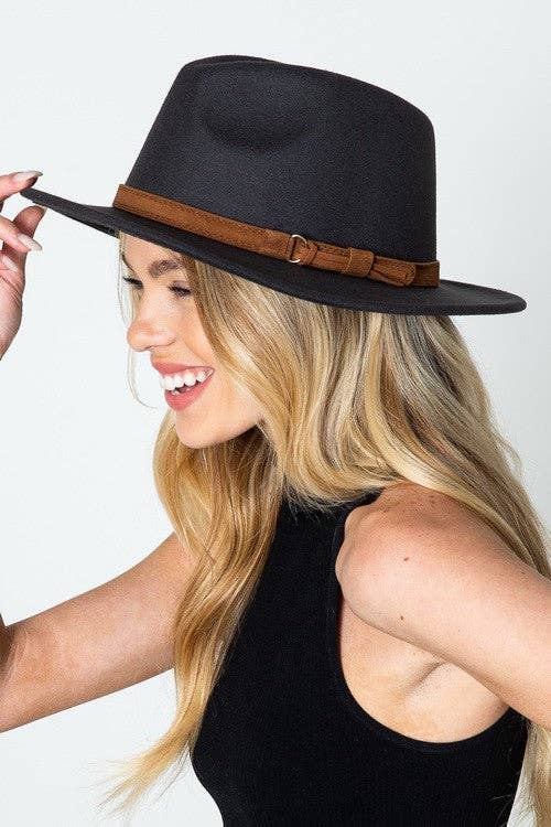 JOSSLYN by wall to wall - Wholesale Fedora - Women's - A VINTAGE CLASSIC FEDORA HAT BROWN TIE TRIM | 40HW3044
