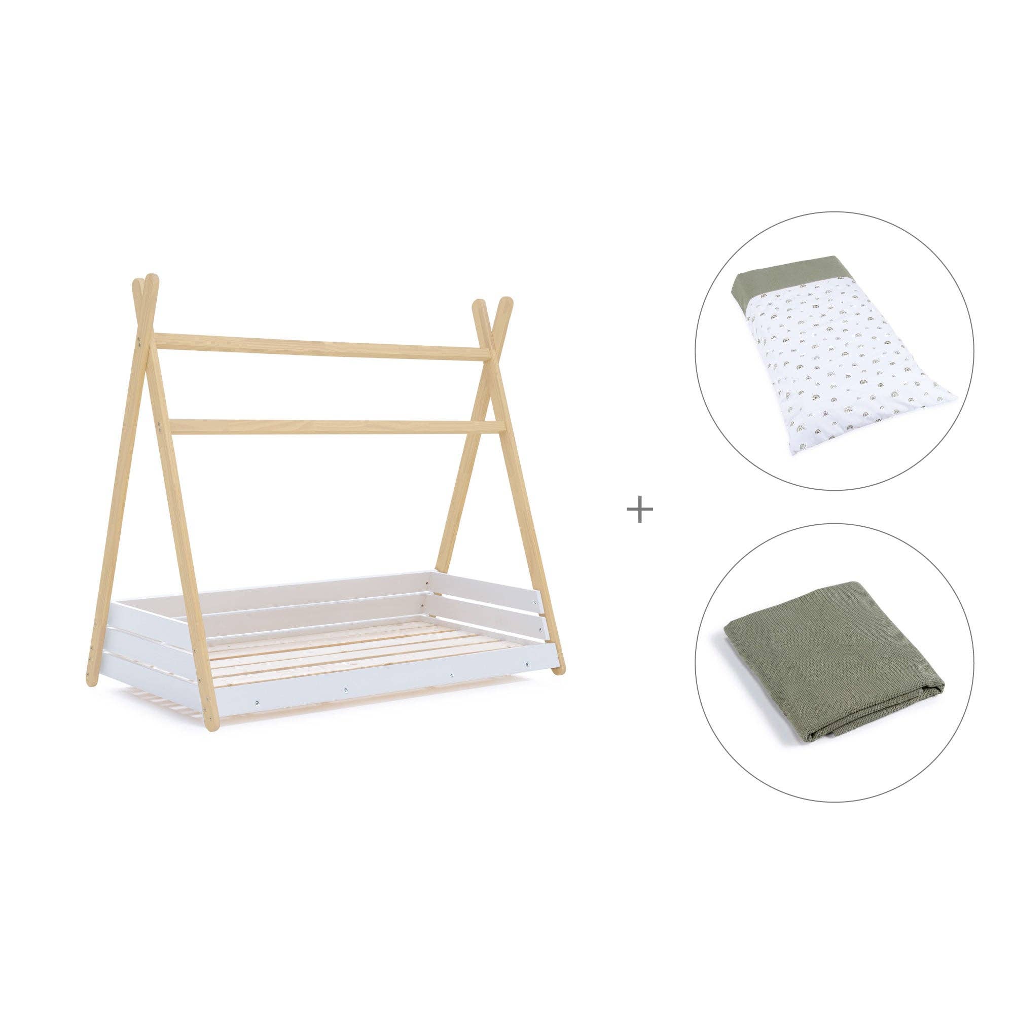 Alondra Baby - Wholesale Bed - Kids & Baby - Montessori bed wood 70x140 cm with Sea Foam textile2