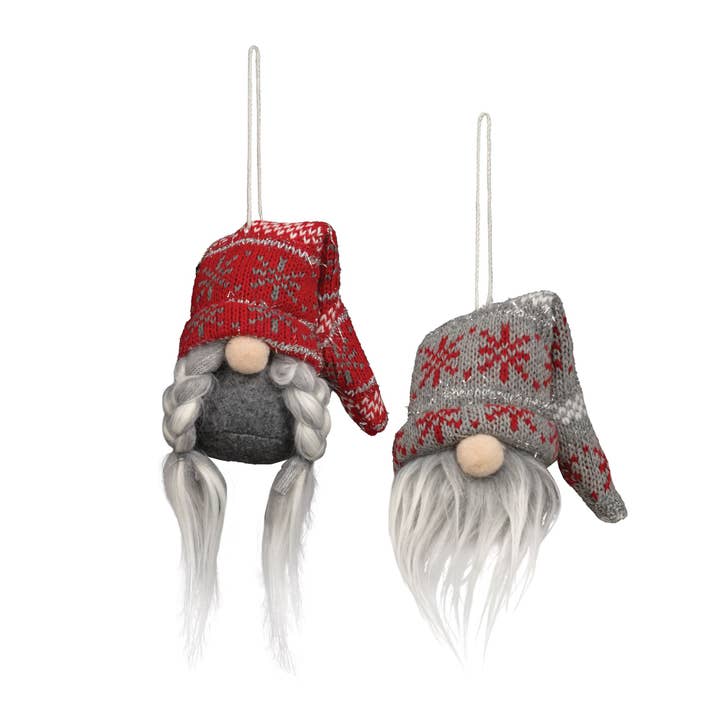 Bright Ideas - Wholesale Ornament Set - Mr & Mrs Christmas Sweater Gnome Ornaments 2 Asstd
