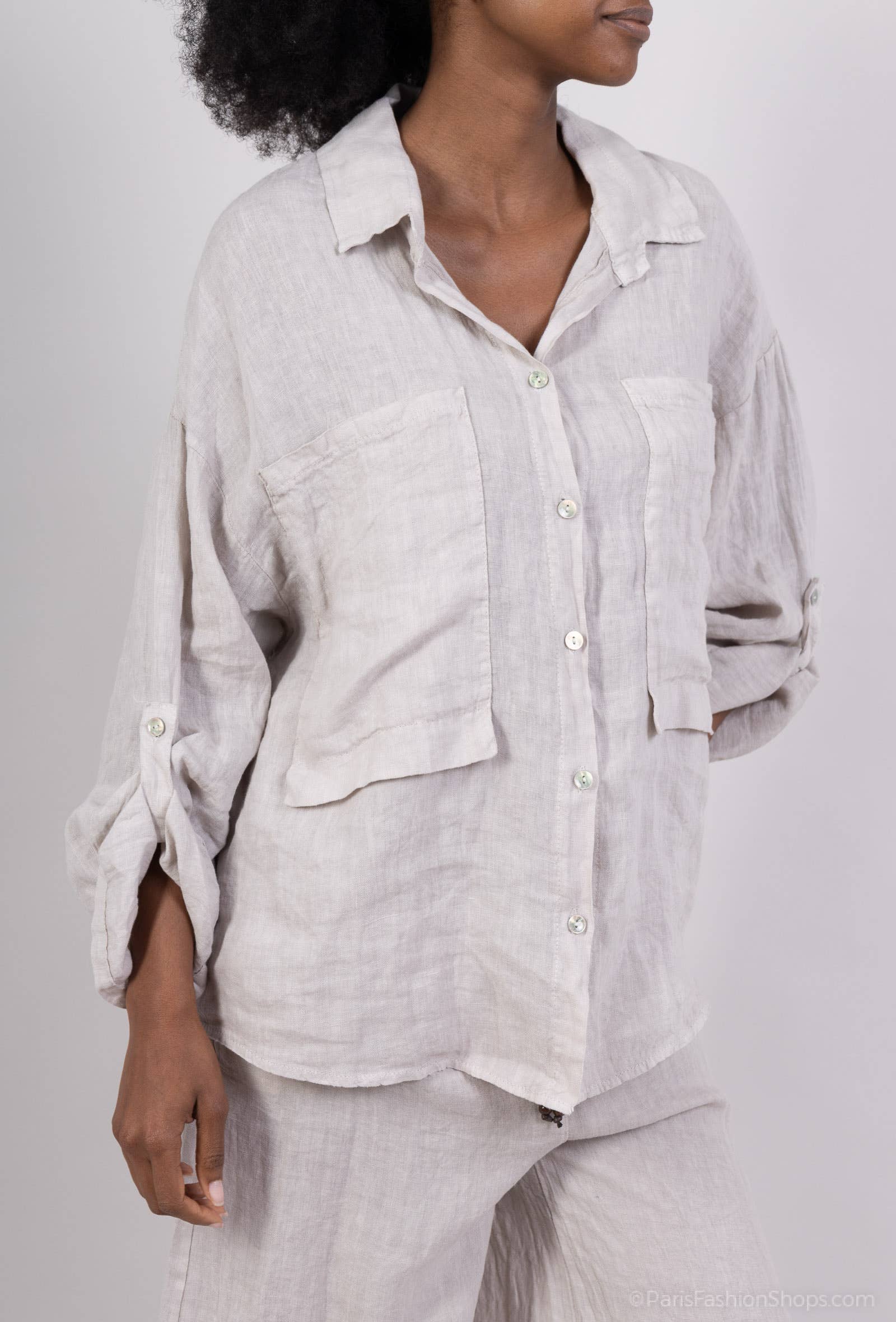 Shyloh - Wholesale Shirt - Women's - Linen shirt with 2 large pockets 1581212