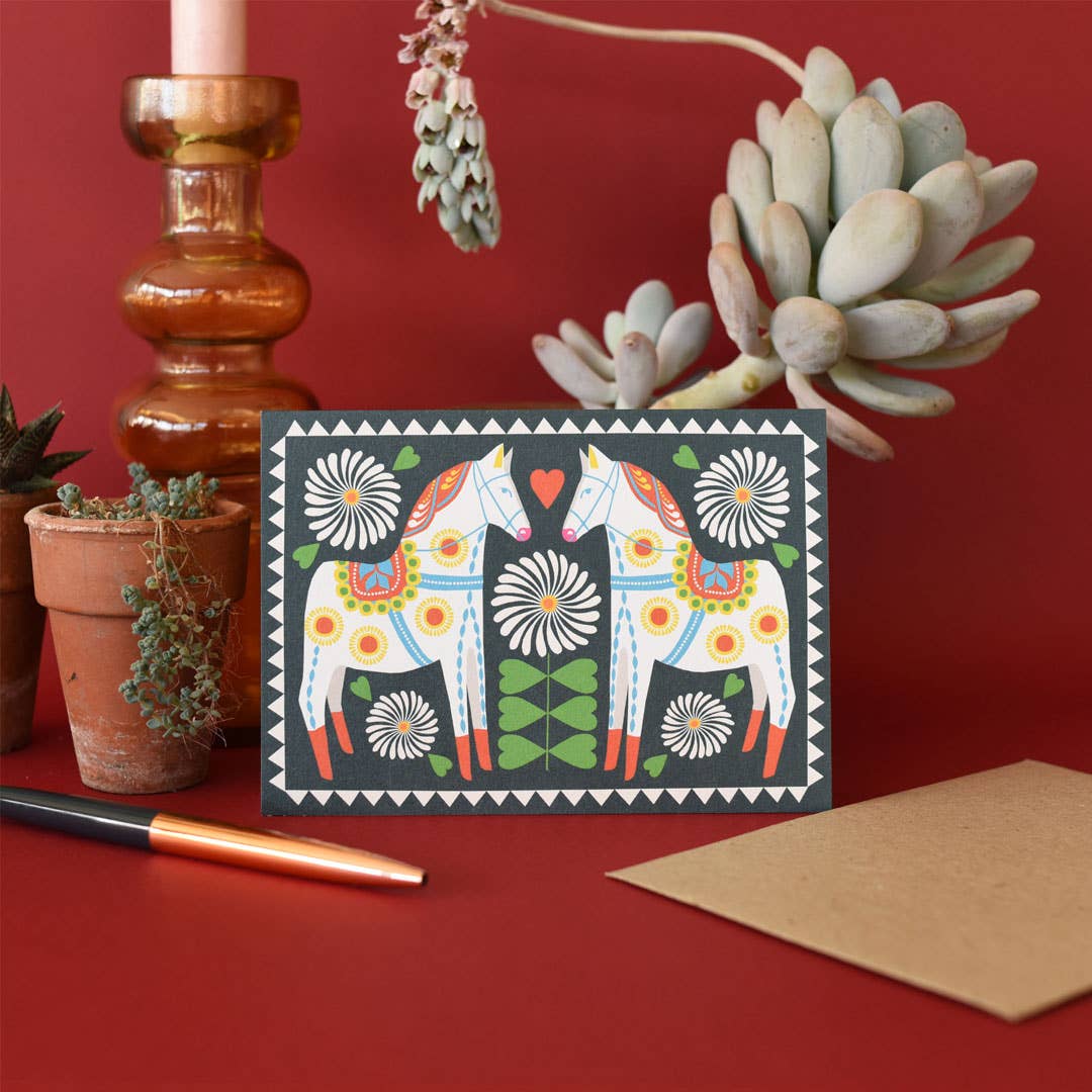 Printer Johnson Ltd - Wholesale Everyday Greeting Card - Two of a Kind | Everyday greetings card | Dala horse, folk2