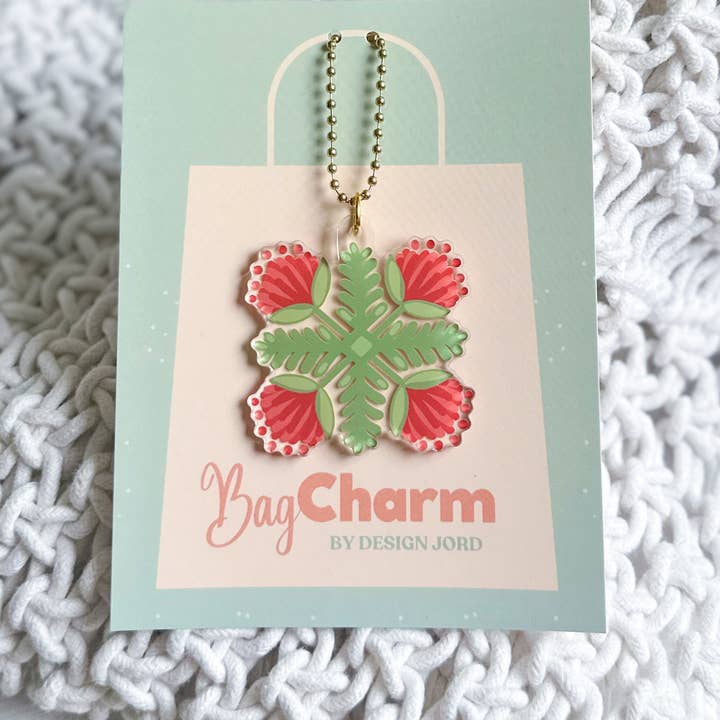 Lehua Quilt - Acrylic Bag Charm for wholesale by Design Jord