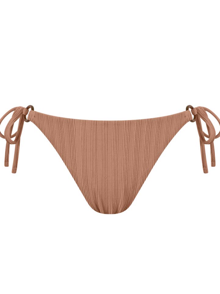 Culotte de bikini côtelée avec nœuds - Marron mousse pour la vente par Chlamys Varia by MrMiss Studio