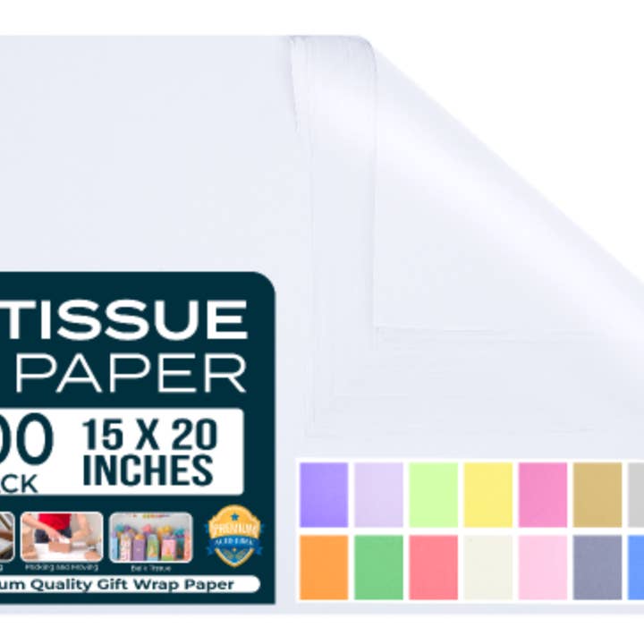 White Gift Tissue Paper 15"x20" Pack of 5 - 500 Sheets for wholesale by Purple Papers