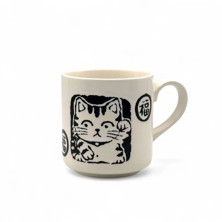 Inoue Tea - Wholesale Koffiemok - Shukufuku Witte Kat Mok - Japanse Theemok