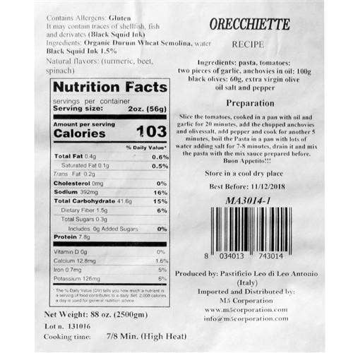 M5 Corporation - Wholesale Pasta - Organic Little Ears (Orecchiette) Colored Pasta - 88oz2