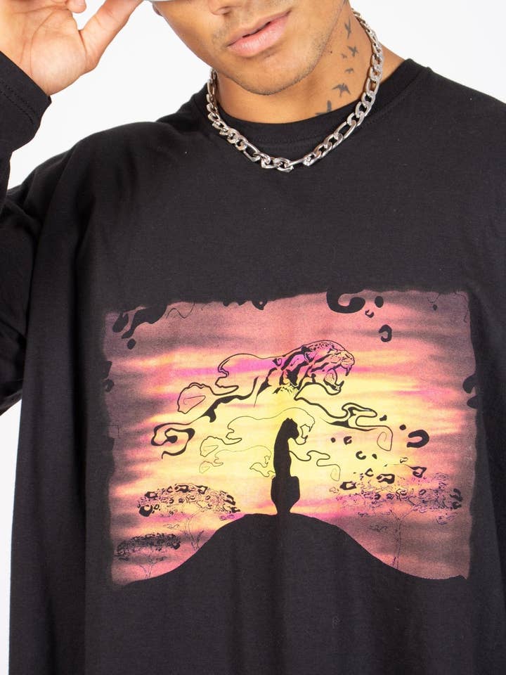 Safari Printed Black Long Sleeve Top for wholesale by LIQUOR N POKER