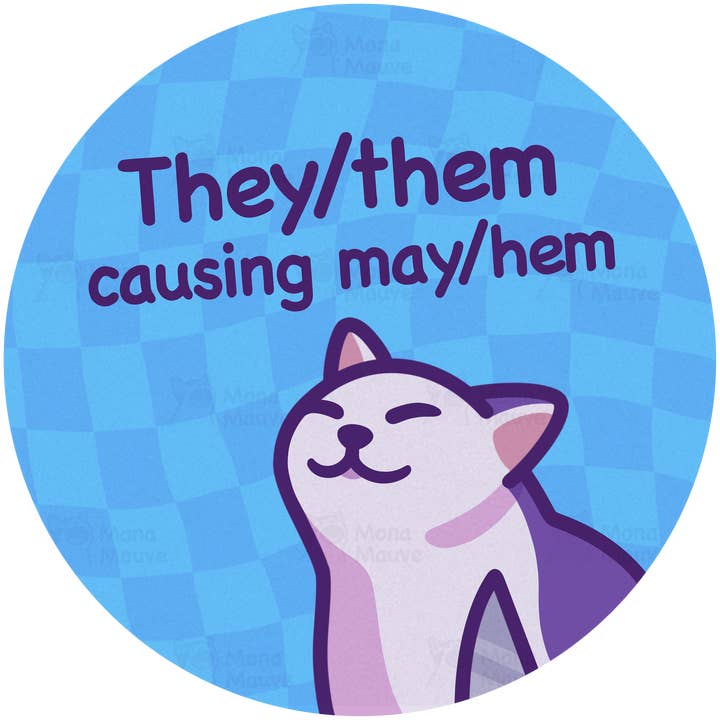 Funny They/Them Pronoun Sticker | Trans & Non-Binary Pride for wholesale by Mona Mauve • Silly Art!