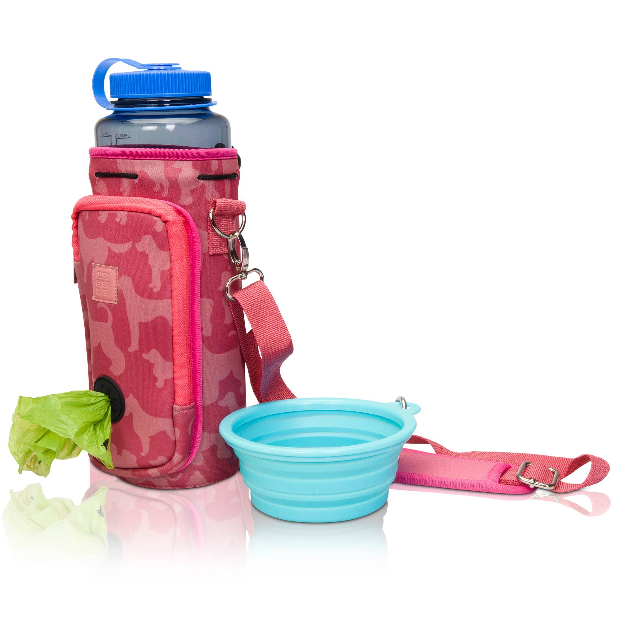 MADE EASY KIT – Suporte para garrafas/garrafeira por atacado – Kit fácil de transportar garrafa de água com bolso para saco de cocô de cachorro53