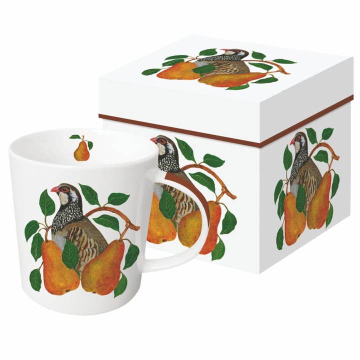 MUG IN GIFT BOX-PEARS & PARTRIDGE for wholesale by Paperproducts Design • Ambiente