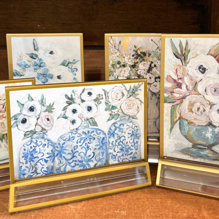 Mackenzie Kissell Art – wholesale Art print – ‘Chinoiserie Vases' in Acrylic Gold Frame Easter 4x6