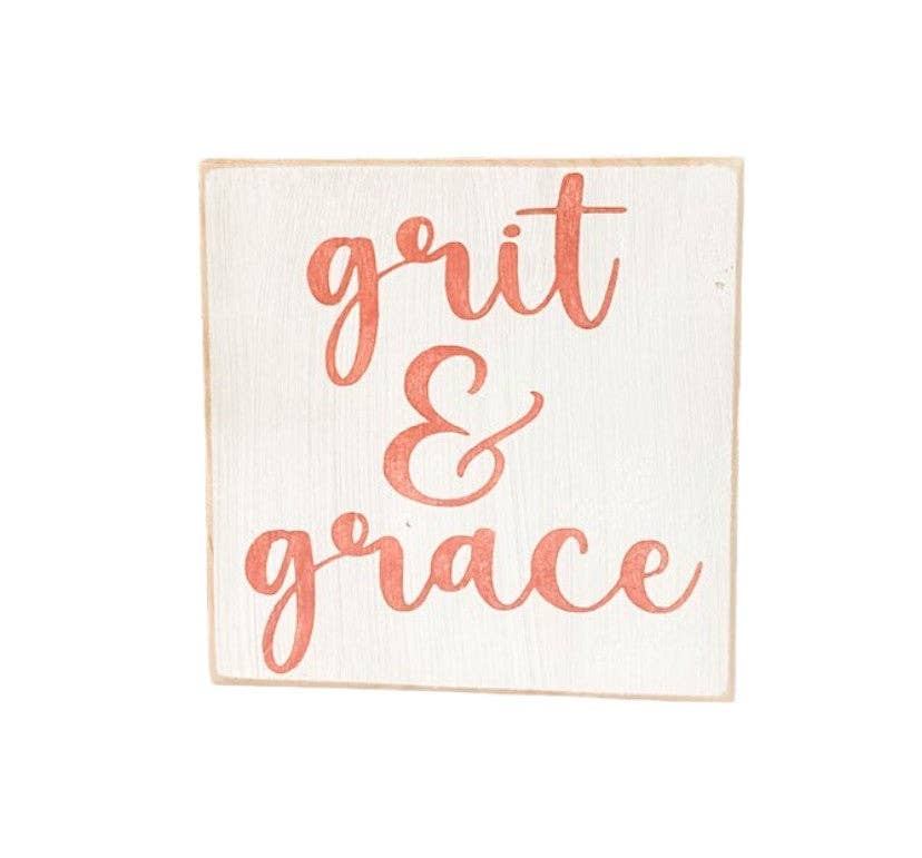 Windsor Lane Handmade Decor & More - Wholesale Desk/Tabletop Sign - Grit And Grace Desk Sign- Wood Block Sign