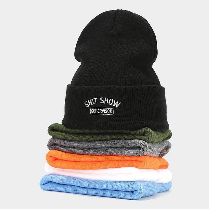 ACCITY - Wholesale Beanie - Women's - SHIT SHOW EMBROIDERED LETTER PILE HAT KNITTED HAT_CWAH20847