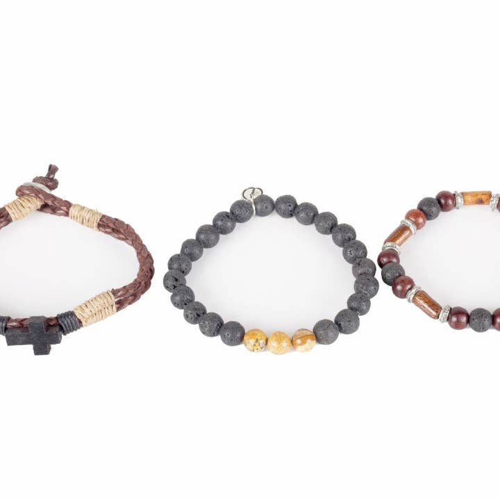 Men's Gifts Australia - Wholesale Jewellery – Men's - Mens Leather Jewellery-Bracelet-Rocky 3 Trio2