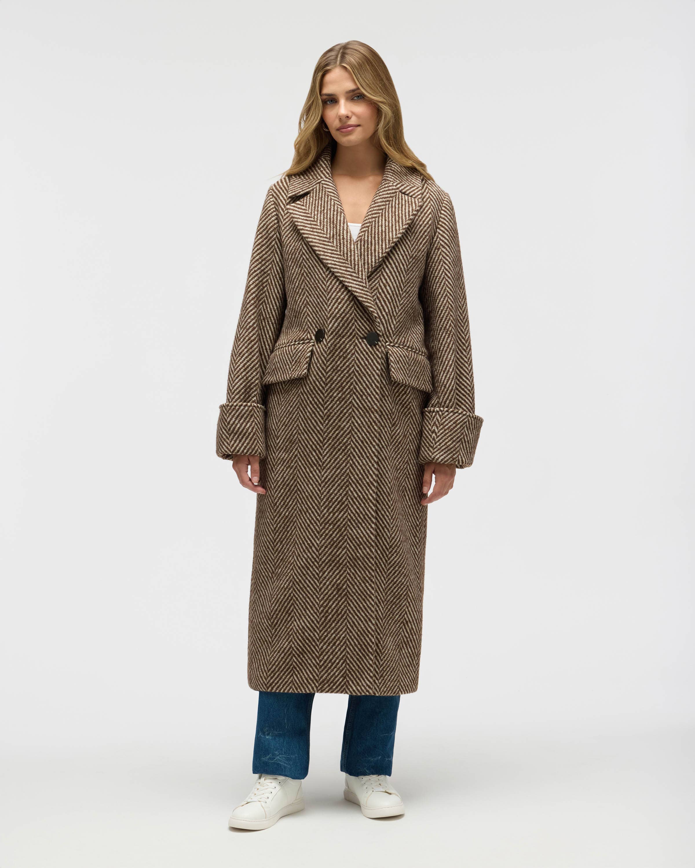 B5218NVL - Retro Bold Chevron Oversize Coat for wholesale on Faire0