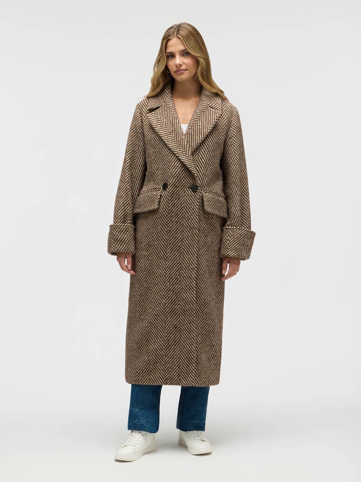 B5218NVL - Retro Bold Chevron Oversize Coat for wholesale on Faire0