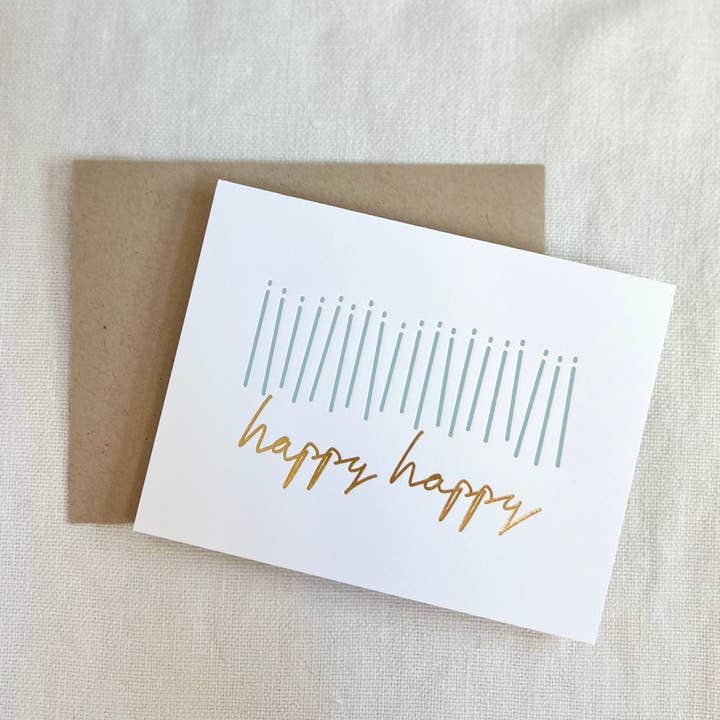 Glad Glad Blank Himmel Blå Guldfolie Hilsen Kort for engroshandel hos Stephanie's Paper Shop