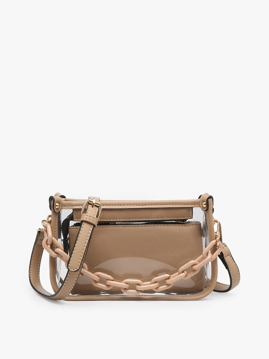 Jen & Co. - Vente Sac à bandoulière – femme - M2226CR Sac à bandoulière Jessica transparent avec chaîne14