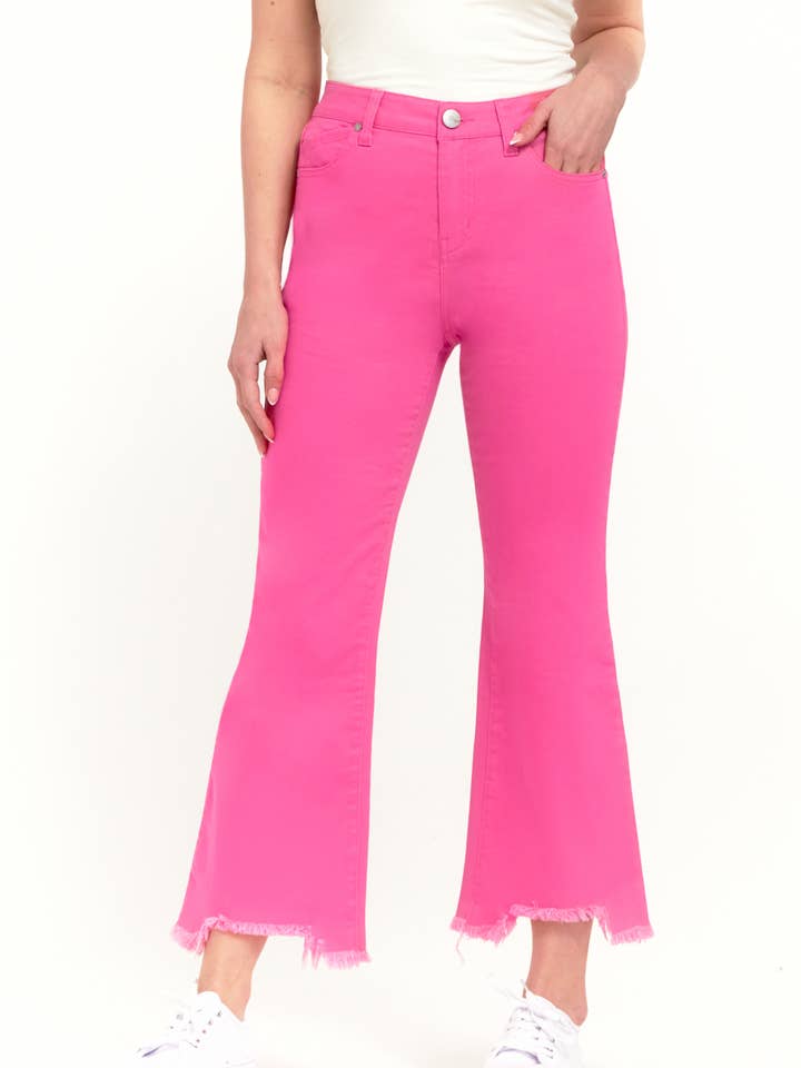 27" Luxe Demi Boot Jean with Shark Bite Hem in Pink Fade for wholesale by 1822 Denim