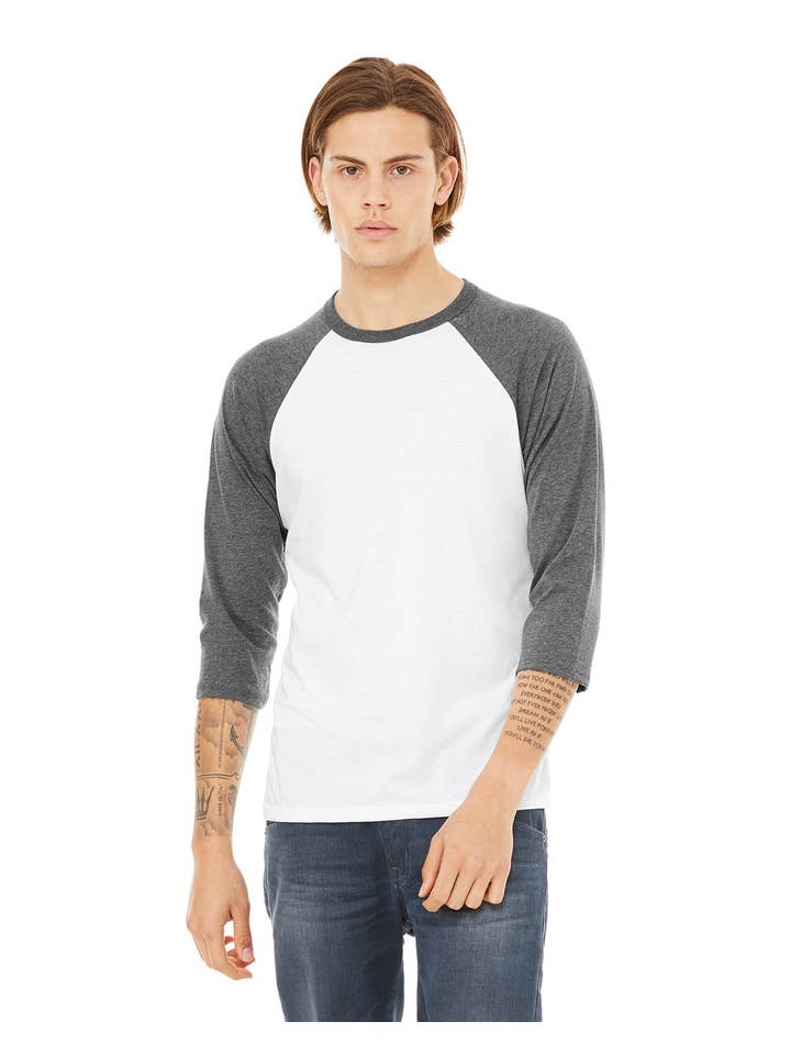 Total Apparel - Wholesale T-Shirt - Men's - Bella + Canvas 3200 - Unisex 3/4-Sleeve Baseball T-Shirt12