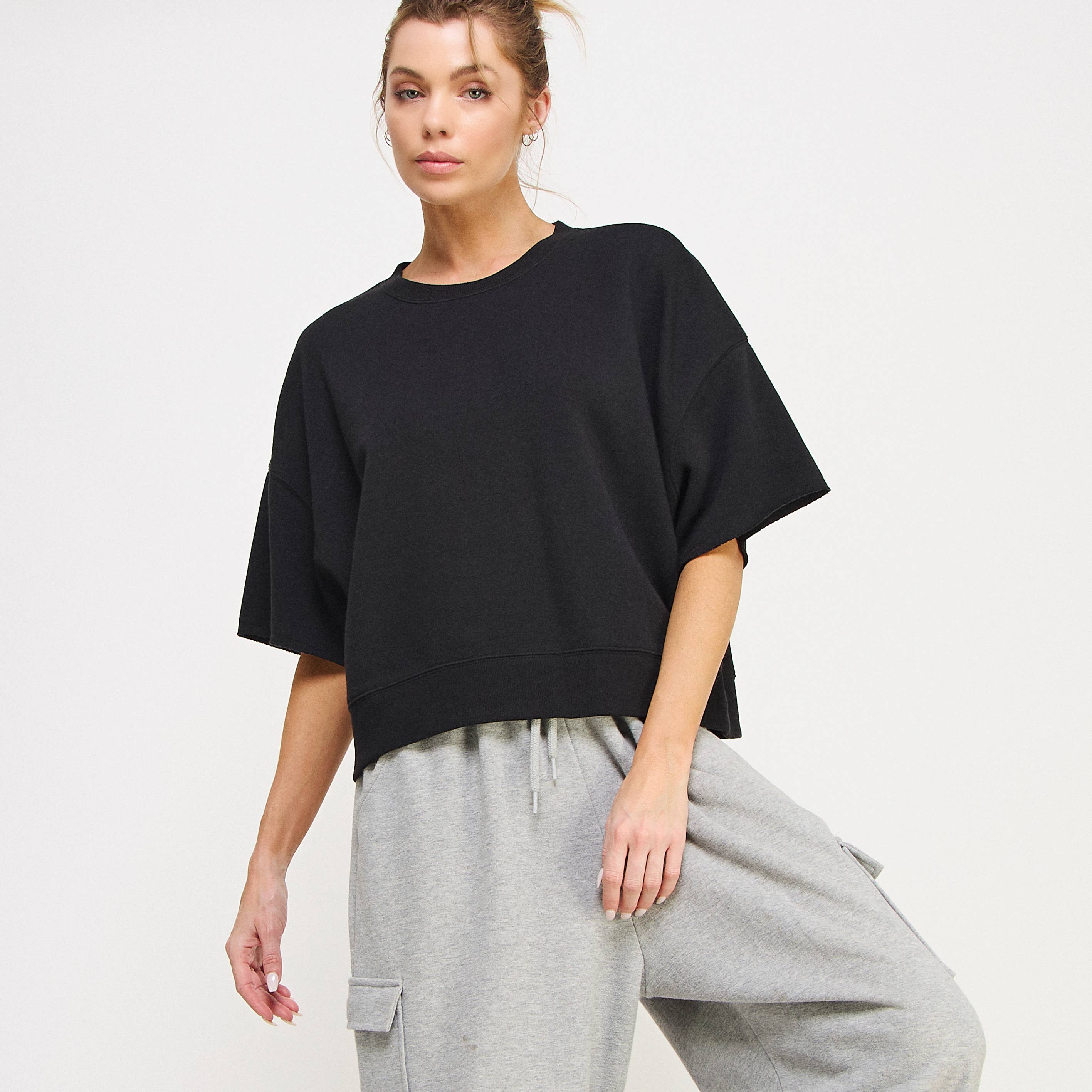 FREEZIA - Wholesale Sweatshirt - Women's - SUPER SOFT SHORT SLEEVE SWEATSHIRT IN FRENCH TERRY-FZ0009-D112