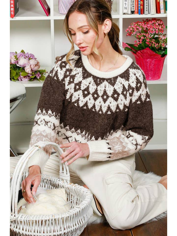 Vine & Love – Großhandel Strickpullover – Damen – Fair Isle Akzent Pullover Strickpullover VT820175