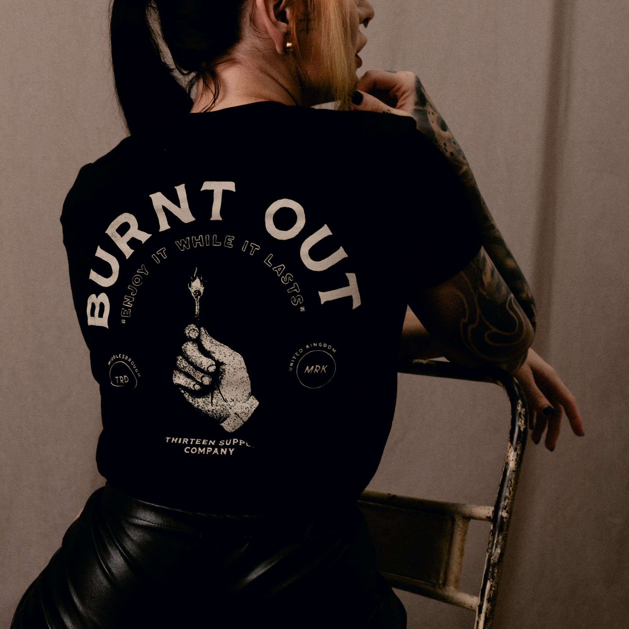 Thirteen Supply Co – wholesale Screen printed t-shirt – unisex – BURNT OUT - SHORT SLEEVE UNISEX T-SHIRT2