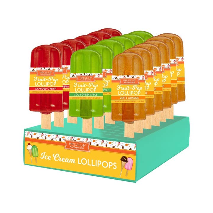 Melville Candy Company - Wholesale Lollipop - Fruit-Pop Ice Cream Lollipops - Assorted