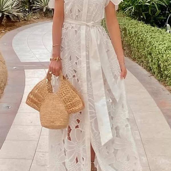 White 2025 NEW Lace Summer Dress Elegant Style Effortless Chic for wholesale on Faire7