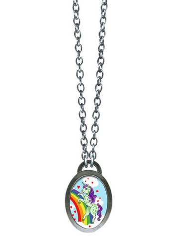Mommy Unicorn Oval Pop Art Necklace for wholesale by Classic Hardware