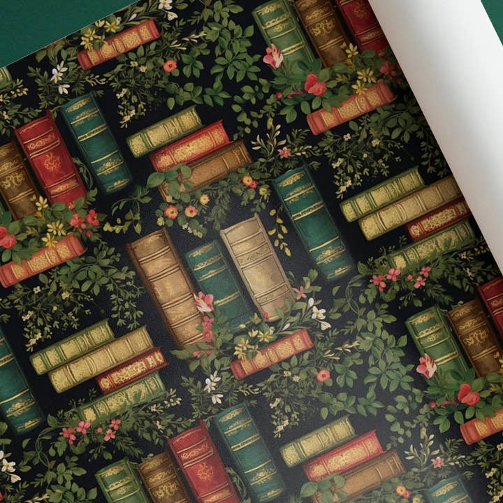Shakespearian Romance Library Book Wrapping Paper Gift Wrap for wholesale by Olivias Paper