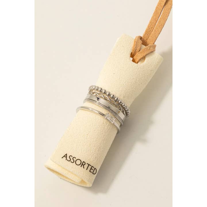 Fame Accessories - Wholesale Band/Stacked Ring - 5Pc Mixed Band Rings Set