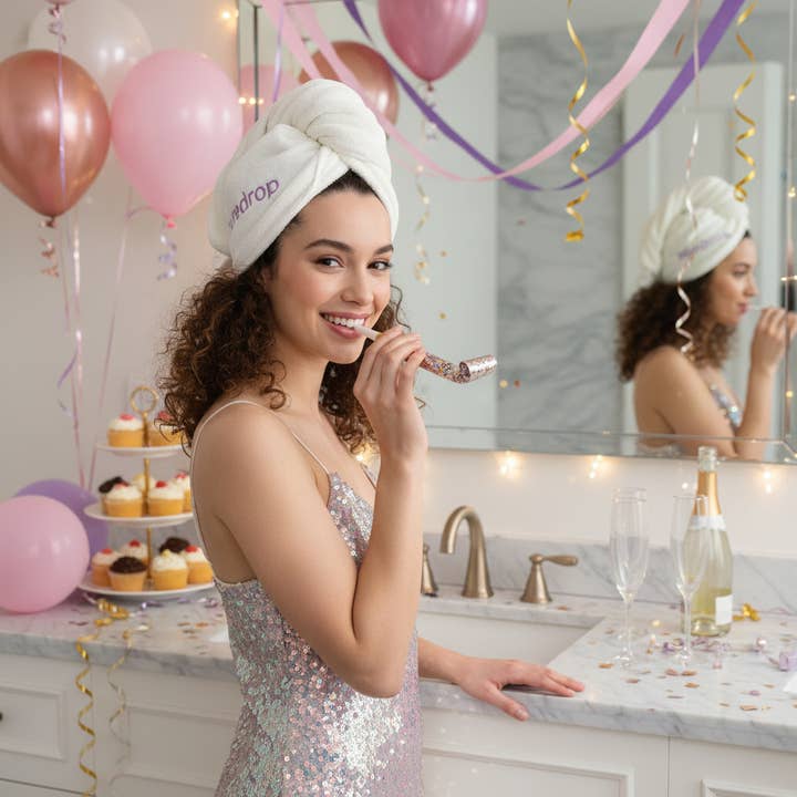 Pure Drop - Vendita all'ingrosso Asciugamani/turbanti per capelli - Asciugamano per capelli in microfibra avvolgente - Bianco2