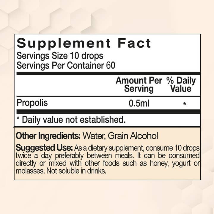 BEE&YOU - Wholesale Oral Supplement/Vitamin - Propolis Pure Liquid Grain Alcohol Extract, 1 fl oz