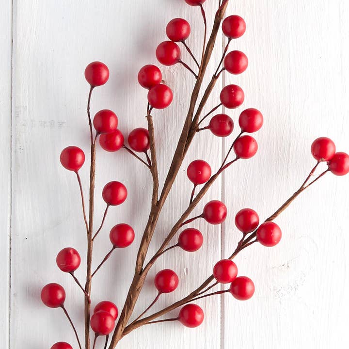 Factory Direct Craft - Wholesale Artificial Flowers - 22" Red Artificial Berry Stem