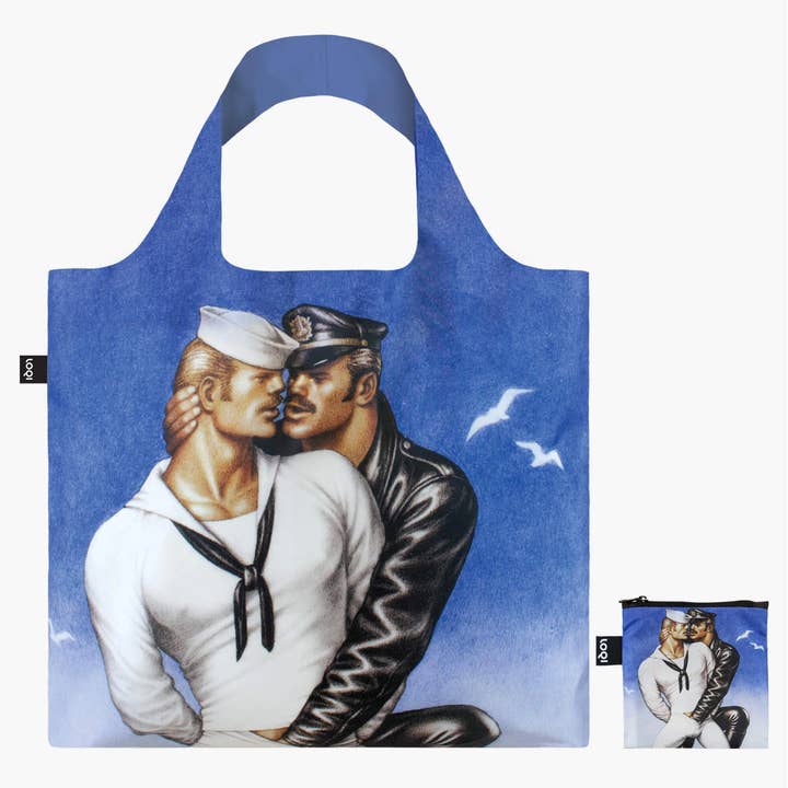 Tom of Finland "Bon Voyage" Recycled Tote Bag for wholesale by Peachy Kings / Kweer Cards