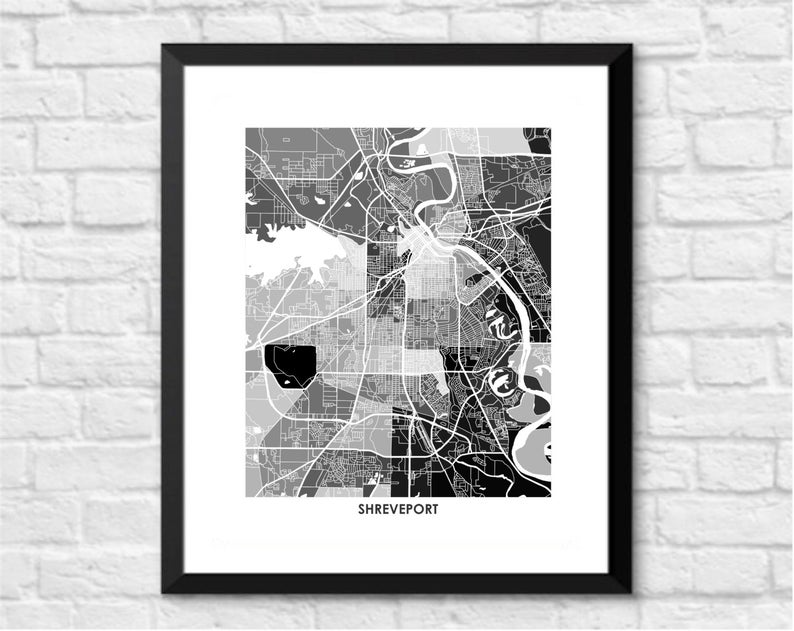 Juanita's Adventures - Wholesale Art Print - Juanitas Shreveport Map Print2