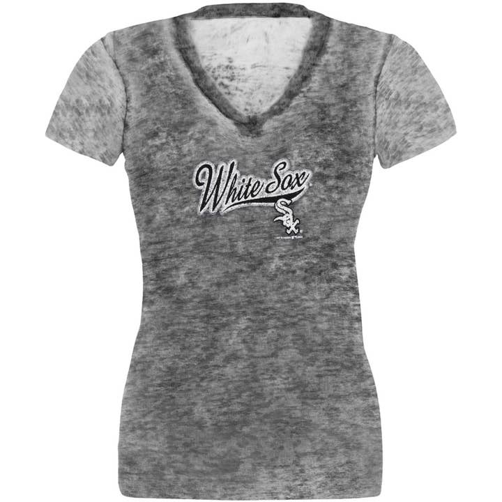 Official Store - Wholesale Screen Printed T-Shirt - Women's - Chicago White Sox - Distressed Logo Women's Juniors T Shirt