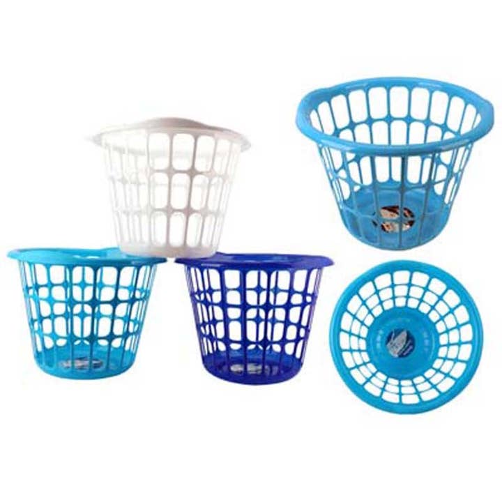 Laundry Basket 15.5" White/Blue for wholesale by Deluxe Import Trading