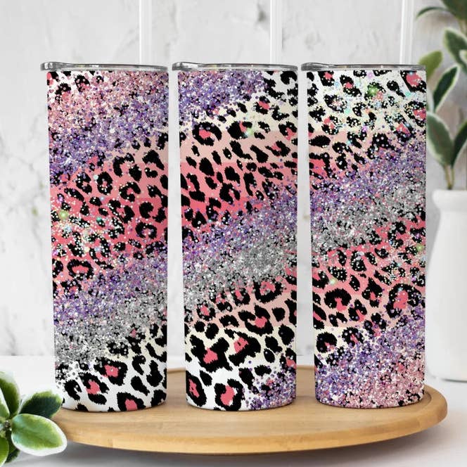 Regenbogen-Leoparden-Glitzer | Tumbler für den Großhandel von Designs by Robyn