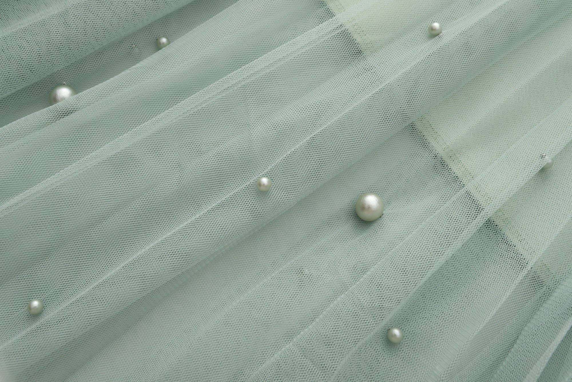 salvie Fe plisseret mesh-nederdel med perler i forskellige størrelser ved kanten (Salvie) for engroshandel på Faire6