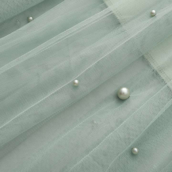 salvie Fe plisseret mesh-nederdel med perler i forskellige størrelser ved kanten (Salvie) for engroshandel på Faire6