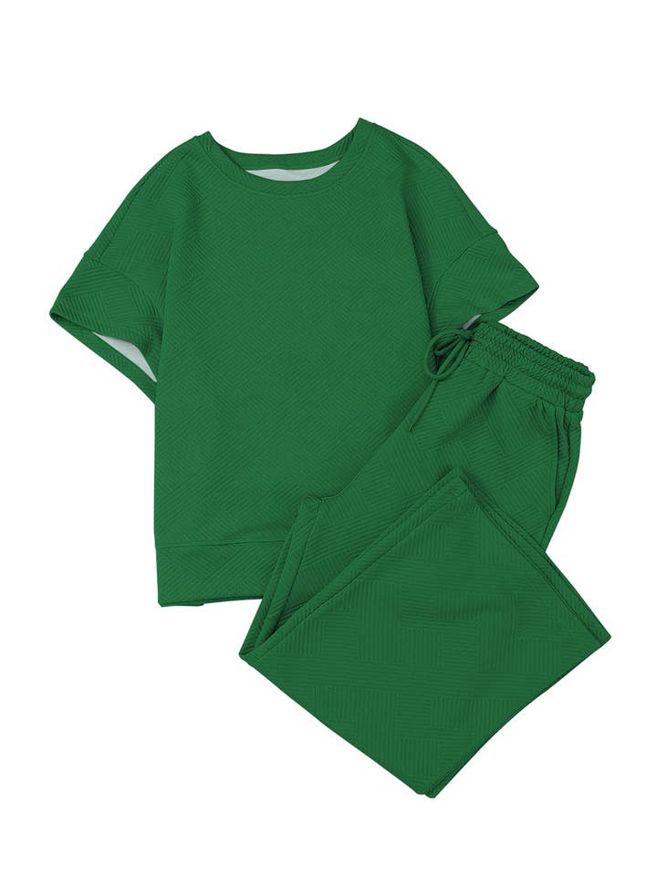 PRETTY BASH - Wholesale Lounge Set - Women's - Textured Top and Pants Set