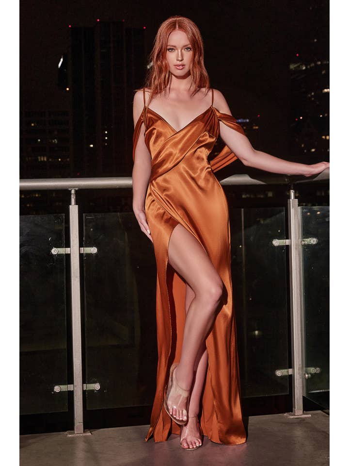 Ladivine by Cinderella Divine - Venta al por mayor Vestido de fiesta - Mujer - Vestido cruzado de satén con escote drapeado en la espalda8