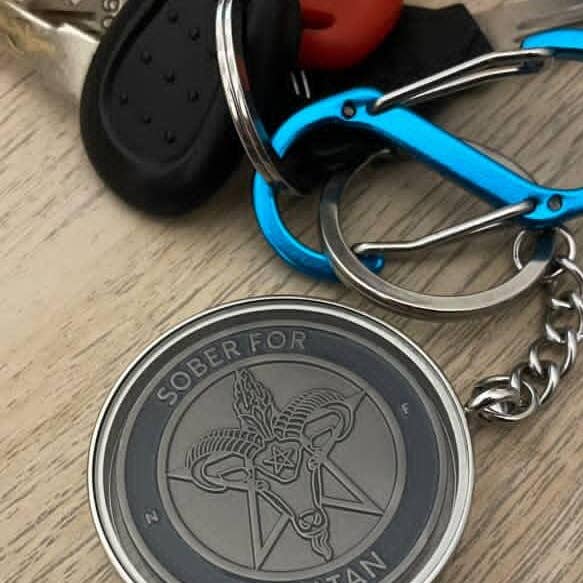 SOBER FOR SATAN SOBRIETY TOKEN - 2 YEARS for wholesale by Ninja Ferret Art