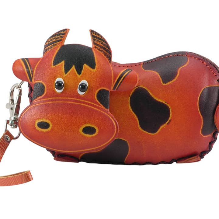 Cow Wristlet Geldbörse aus Leder für den Großhandel von Sunflower Handmade leather inc