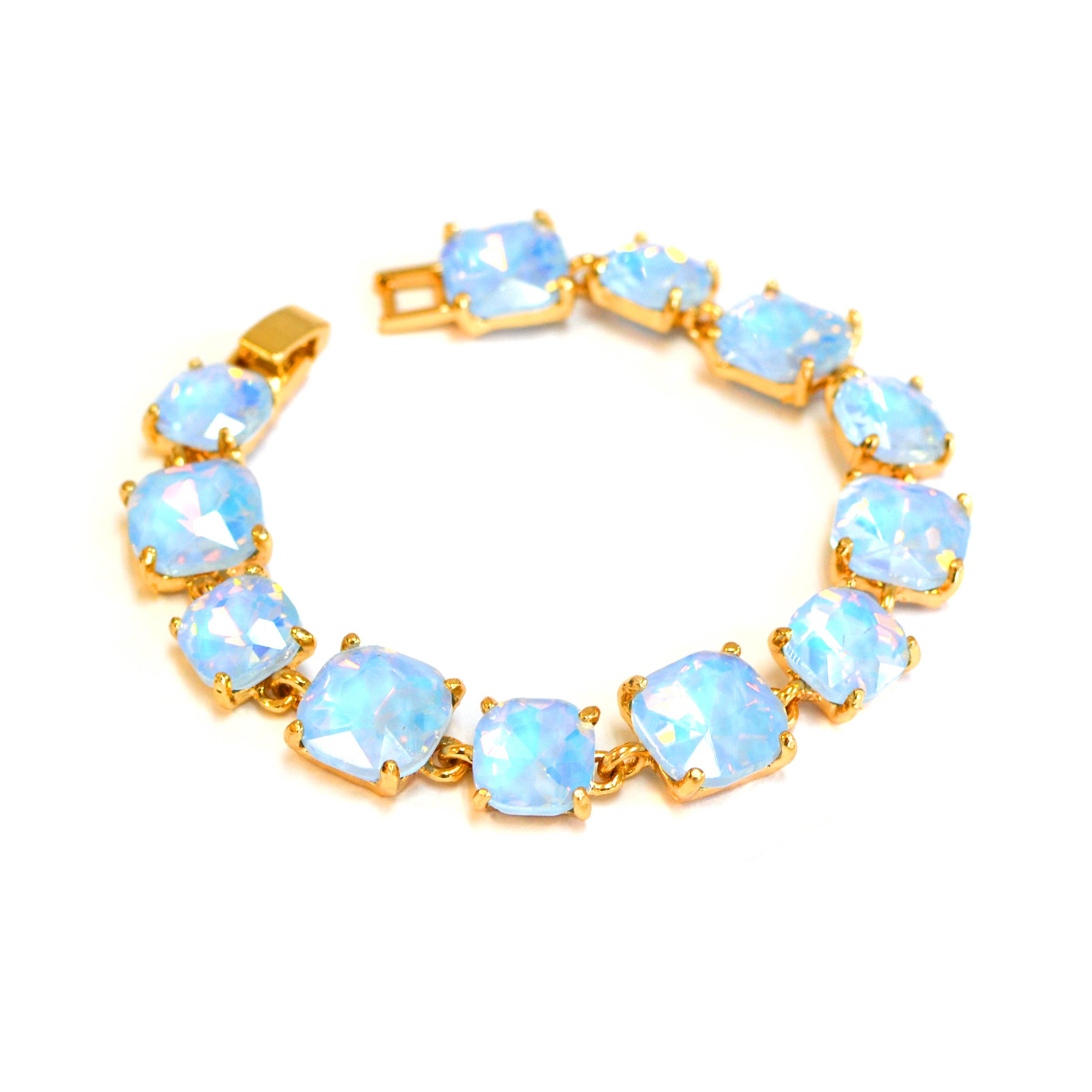 StarryNYC - Wholesale Link & Chain Bracelet - Cushion Cut Glass Crystal Linked Station Bracelet31