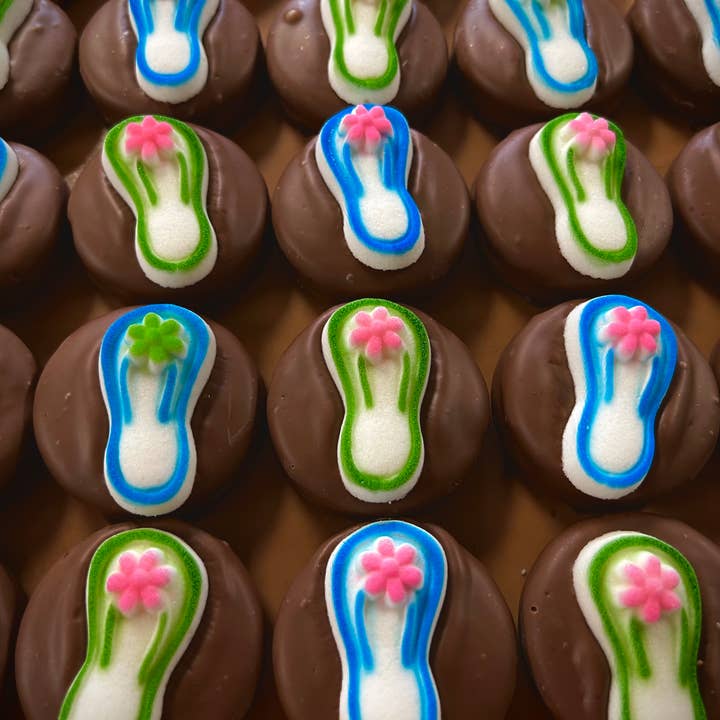 O'Shea's Candies Sweet Shop - Wholesale Chocolate Covered Sweets - O’Oreo “Flip Flops” 🏖 🩴 w/ Milk Chocolate 3 Pk