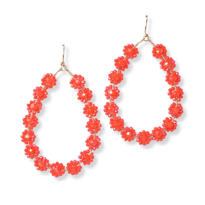 SOPHIA WHOLESALE - Wholesale Dangle Earrings - Dainty flower colorful and gold beaded teardrop ER