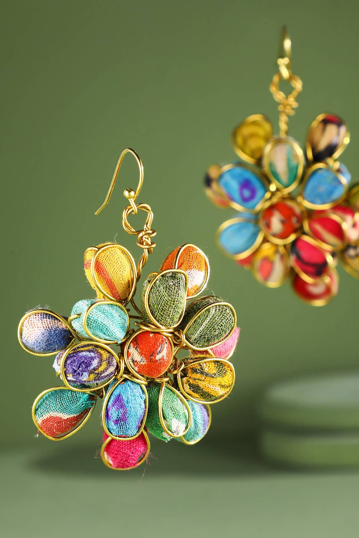MULTI MUL  Handmade Wrapped Beaded Flower Earrings for wholesale on Faire1